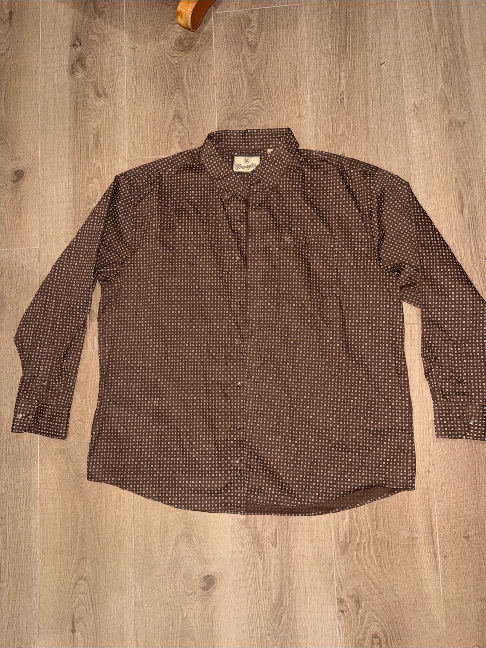 Wrangler Brown Printed Long-Sleeve Button-Up Shirt 2XL